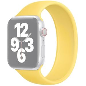 For Apple Watch Series 6 & SE & 5 & 4 40mm / 3 & 2 & 1 38mm Solid Color Elastic Silicone Replacement Wrist Strap Watchband  Size:M 143mm (Yellow)