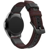 Canvas en lederen polsband horlogeband voor Samsung Gear S2/Galaxy actieve 42mm  polsband grootte: 135 + 96mm (bruin)