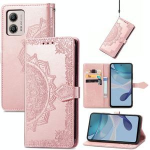 Voor Motorola Moto G53 5G Mandala Bloem Relif Horizontale Flip Lederen Telefoonhoes (Rose Goud)