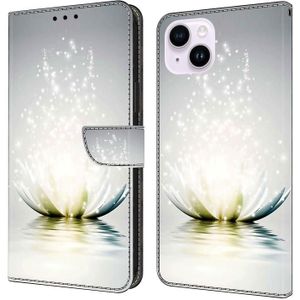 Voor iPhone 15 Plus Crystal 3D schokbestendig beschermend lederen telefoonhoesje (Light Lotus)
