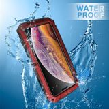 Voor iPhone XS Max Schokbestendig waterdicht stofdicht metaal + siliconen beschermhoes met houder (rood)