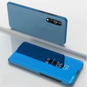 Voor Xiaomi Redmi 9A Plated Mirror Horizontale Flip Lederen Case met houder (blauw)