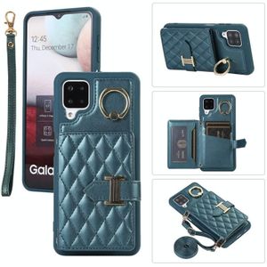 Voor Samsung Galaxy A12 Horizontal Card Bag Ring Holder Phone Case met Dual Lanyard