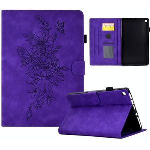 Voor Amazon Kindle Fire HD8 2018/2017/2016 Peony Butterfly relif lederen Smart Tablet Case