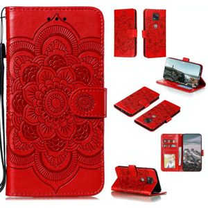 Voor Xiaomi Redmi Note 10 5G Mandala Embossing Patroon Horizontale Flip PU Lederen Case met Houder &Amp; Kaart Slots &Portemonnee &Lanyard (Rood)