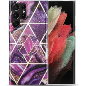 Voor Samsung Galaxy A13 IMD Marble TPU telefoonhoesje met houder