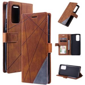 For Xiaomi Redmi Note 11S Skin Feel Splicing Leather Phone Case(Brown)