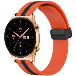 Voor Honor Watch GS 3 22 mm opvouwbare magnetische sluiting siliconen horlogeband (oranje + zwart)