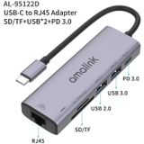 Amalink 95122D Type-C / USB-C naar RJ45 + 2 PORTS USB + PD 3.0 Multifunctionele hub