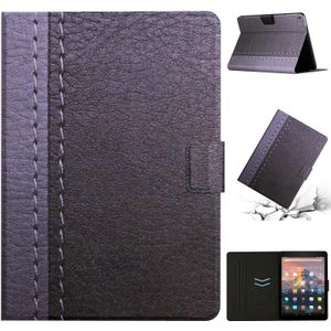 Voor Amazon Kindle Fire HD 10 2015 Stitching Effen Kleur Smart Leather Tablet Case (Grijs)