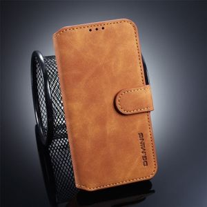 Dg. MING retro olie kant horizontale flip case voor Galaxy S10 E  met houder & kaartsleuven & portemonnee (bruin)