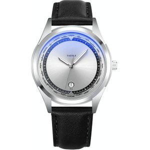 Yazole 516 Fashion Calendar Men Watch Luminous Quartz horloge (Silver Lade Black Belt)