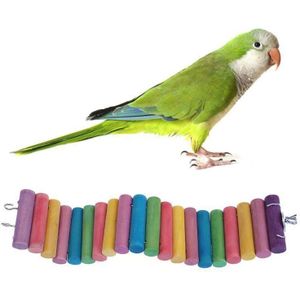 3 PC'S Parrot vogel hamster kleur ronde houten kleine plank weg ladder speelgoed  grootte: 30cm (kleur)