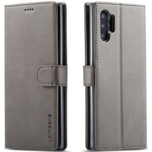 Voor Galaxy Note 10 plus LC. IMEEKE kalf textuur horizontale Flip lederen draagtas  met houder & kaartsleuven & portemonnee (grijs)