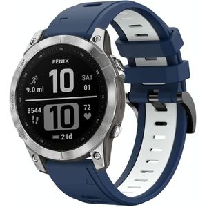 Voor Garmin Instinct 2 Solar Sports tweekleurige siliconen horlogeband (middernachtblauw + wit)