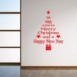 Zegen kerstboom woonkamer venster glazen deur verwisselbare kerst muur sticker Decoretion (rood)