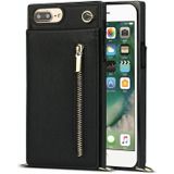 Cross-body rits vierkante TPU + PU achterkant case met houder & kaart slots & portemonnee & riem voor iPhone 8 Plus / 7 Plus