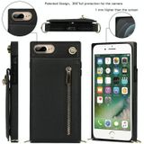 Cross-body rits vierkante TPU + PU achterkant case met houder & kaart slots & portemonnee & riem voor iPhone 8 Plus / 7 Plus