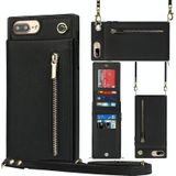 Cross-body rits vierkante TPU + PU achterkant case met houder & kaart slots & portemonnee & riem voor iPhone 8 Plus / 7 Plus