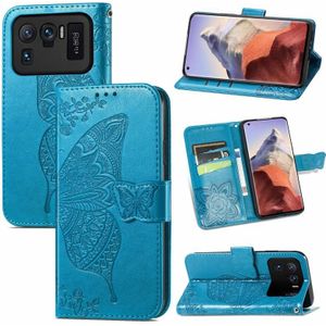 Voor Xiaomi MI 11 Ultra Butterfly Love Flowers Relif Horizontale Flip Lederen Case met Houder & Card Slots & Wallet & Lanyard