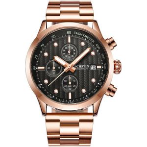 OCHSTIN 7245 mode stalen band multifunctioneel quartz herenhorloge (ros goud zwart)