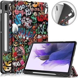 Voor Samsung Galaxy Tab S7 FE 12.4 Inch Painted TPU Horizontale Flip Tablet Lederen Case met 3-voudige houder & slaap / weks-functie (Graffiti)