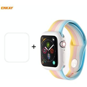 Voor Apple Watch Series 6/5/4/SE 40mm ENKAY Hat-Prince 2 in 1 Rainbow Silicone Watch Band + 3D Full Screen PET Curved Hot Bending HD Screen Protector Film(Kleur 1)