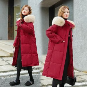 Midden-lengte naar beneden gevoerde jas (kleur: rood maat: L)