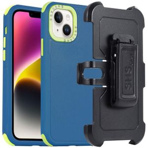 Voor iPhone 14 3-in-1 pc + TPU-telefoonhoes met schuifhoes (blauw + groen)