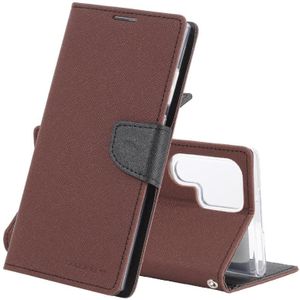 For Samsung Galaxy S22 Ultra 5G GOOSPERY FANCY DIARY Cross Texture Leather Phone Case(Brown)