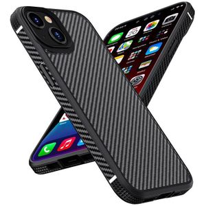 Ipaky MG Series Carbon Fiber TPU + PC Shockproof Case voor iPhone 13 (Zwart)