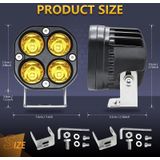 Auto 3 inch 4LEDs Continu Spotlight 20W / 2000LM / 6000K / DC9-80V (geel licht)