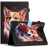 Voor Samsung Galaxy Tab A7 Lite T220/T225 Gekleurde Tekening Stiksels Lederen Tablet Case (Corgi)