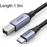 Ugreen Type-C / USB-C naar Type-B Printer Nylon Braid Connect DataKabel  Lengte: 1 5 m
