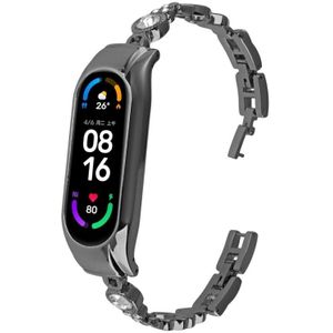 Voor Xiaomi Mi Band 6/5 hart-tot-hart diamanten metalen horlogeband