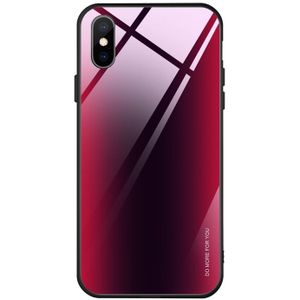 Mocolo gradint kleur glas telefoon Case voor iPhone X/XS (donkerrood zwart)
