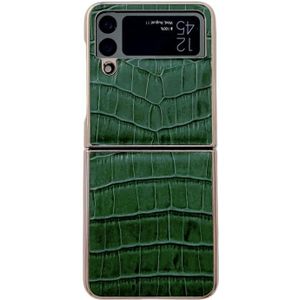 Voor Samsung Galaxy Z Flip4 5G Krokodil Textuur Lederen Galvaniseren Telefoon Case (Donkergroen)