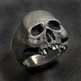 C56213 2 stks Punk Vintage Skull Ring Horror Skull Ring Mannen Gift  Maat: 7 (Tin-kleur)