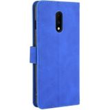 Voor OnePlus 7 Solid Color Skin Feel Magnetic Buckle Horizontale Flip Kalf Texture PU Lederen case met Holder & Card Slots & Wallet(Blauw)