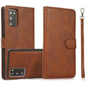 For Samsung Galaxy Note20 Calf Texture 2 in 1 Detachable Magnetic Back Cover Horizontal Flip Leather Case with Holder & Card Slots & Wallet & Photo Frame(Brown)