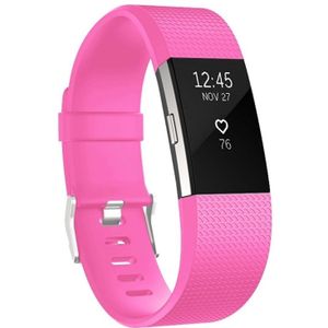 Vierkante patroon verstelbare sport polsband voor FITBIT charge 2 (Rose Red)