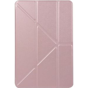 Honingraat TPU bodem geval horizontale vervorming Flip lederen case voor iPad mini 2019  met houder (Rose goud)