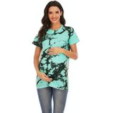 Zwangerschapsslijtage met gedrukte ronde hals Korte mouw T-shirt (kleur: groen Maat: M)