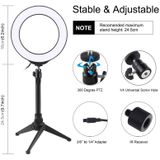 PULUZ Desktop Tripod Mount + 6 2 inch 16cm USB RGBW Dimable LED Ring Vlogging Photography Video Lights with Cold Shoe Tripod Ball Head & Remote Control (Zwart)