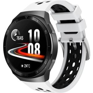 Voor Huawei Watch GT 2e tweekleurige siliconen horlogeband met rond gat (wit zwart)