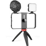 YELANGU PC204 YLG1801D Vlogging Live Broadcast LED Selfie Light Smartphone Video Rig Handle Stabilizer Bracket Kits met microfoon & statief
