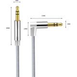 AV01 3.5 mm male naar Male elleboog audio kabel  lengte: 1.5 m (zilvergrijs)