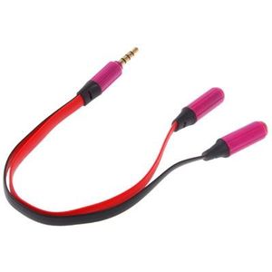 Noodle stijl 3.5mm Stereo Audio Headset voor 2 x Splitter Adapter  voor iPhone 5 / iPhone 4 & 4S / 3 g / 3G / iPad 4 / iPad mini / mini 2 Retina / New iPad / iPad 2 / iTouch(Magenta)