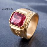 Retro vierkant Gemstone gesneden Dragon Totem Signet Titanium staal Ring voor mannen  US maat: 11  Diameter: 20 7 mm  omtrek: 65mm(Pink)