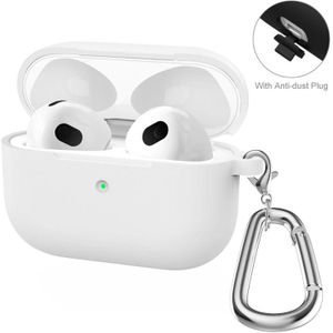 ENKAY Hat-Prince Thickened Silicone Protective Case Shock-Absorbing Cover with Keychain for Apple AirPods Pro 2 2021(White)